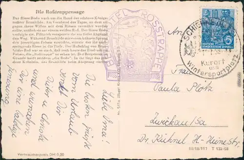 Ansichtskarte Thale (Harz) Roßtrappensprung 1958