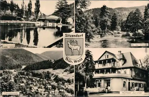 Sitzendorf Badeanstalt, An der Schwarza, Überblick, HO-Hotel Zur Linde 1961