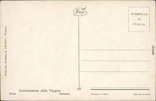 Ansichtskarte  Roma Raffaello: Incoronazione della Vergine 1916