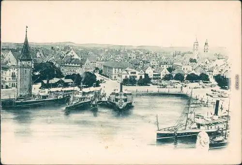 Ansichtskarte Lindau (Bodensee) Hafen mit Schiffen 1900