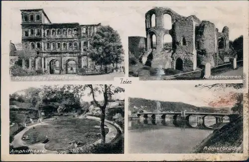 Trier Porta Nigra - Stadtseite, Kaiserthermen, Amphitheater, Römerbrücke 1940