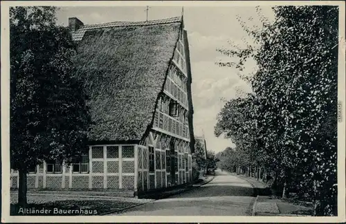 Ansichtskarte Lühe Altländer Bauernhaus - Straßenpartie 1934