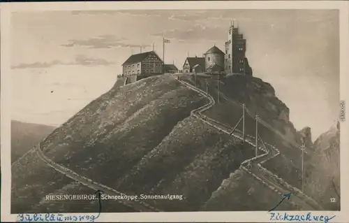 Ansichtskarte Krummhübel Karpacz Sonnenaufgang Schneekoppe - Fotokunst 1927 