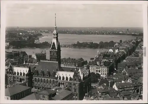 Ansichtskarte Hamburg Rathaus, Binnenalster, Außenalster 1932