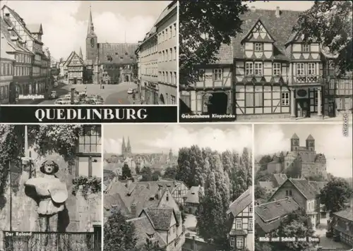 Quedlinburg Marktplatz, Geburtshaus Klopstocks, und Dom 1967