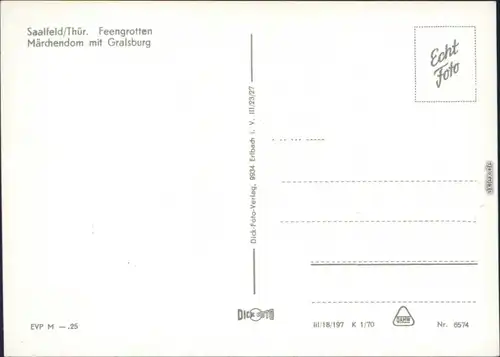 Ansichtskarte Saalfeld/Saale Feengrotten Märchendom mit Gralsburg c1970