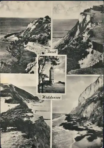 Ansichtskarte Hiddensee Hiddensjö, Hiddensöe Steilküste mit Leuchtturm 1957