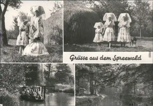 Lübbenau (Spreewald)  Wendische-Trachten  Spreewald mit Spreewaldkahn 1976