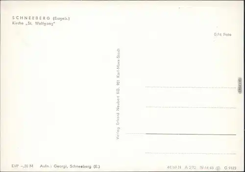 Ansichtskarte Schneeberg (Erzgebirge) St. Wolfgangs-Kirche 1972