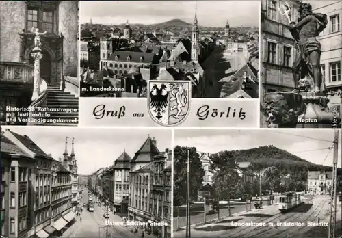 Görlitz Zgorzelec Histor. Rathaustreppe Neptun, Berliner Straße  1970