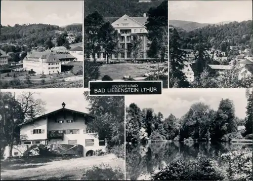 Ansichtskarte Bad Liebenstein Überblick, Ortsmotiv, Kuranlage, Teich 1971