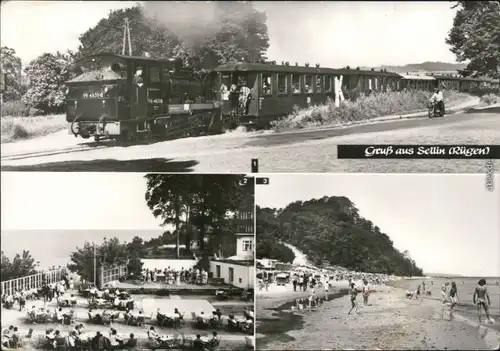 Ansichtskarte Sellin Kleinbahn (Rügen), Freilichtbühne, Fischerstrand 1978