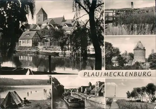 Plau (am See) See, Stadtblick, Turm, Bootsanlegestelle, Kanal 1967