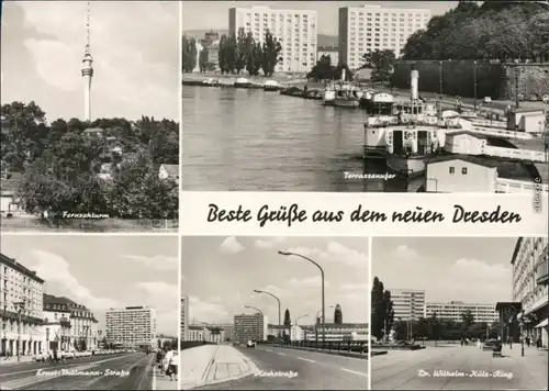 Dresden Fernsehturm  Ernst-Thälmann-Straße, Hochstraße Dr. Külz Ring 1970