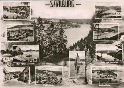 Saalburg-Ebersdorf (Saale) Panorama-Ansichten, HO-Hotel "Kranich",  1961