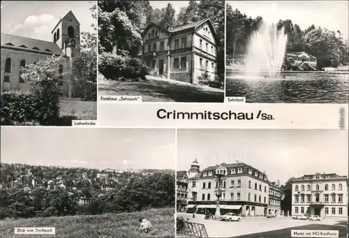 Crimmitschau Lutherkirche, Forsthaus, Sahnbad,  Kaufhaus 1979
