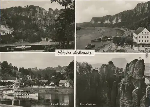 Ansichtskarte Rathen Bastei, Elbdampfer, Basteibrücke 1967