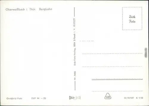 Lichtenhain/Bergbahn-Oberweißbach Oberweißbacher Bergbahn xx 1968