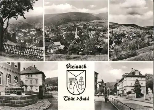 Steinach (Thüringen) Panorama-Ansicht, Brunnen, Straßenansicht 1976