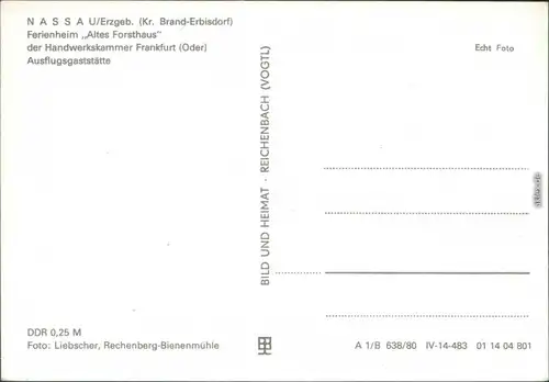 Nassau (Erzgebirge) Betriebsferienheim "Altes Forsthaus" Frankfurt (Oder) 1980