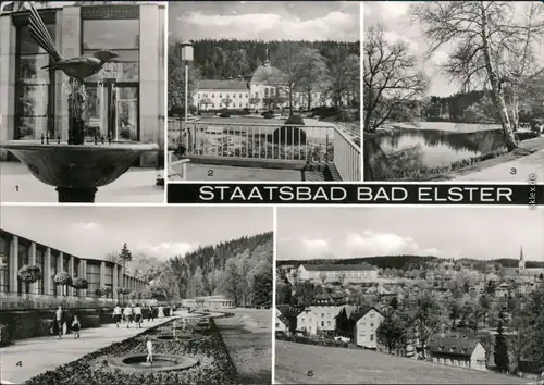 Bad Elster Elsterbrunnen an der Moritzquelle, Badehaus, Gondelteich, 1973