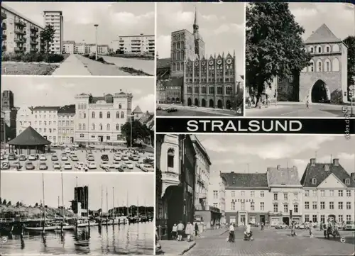 Stralsund Heinrich-Heine-Ring, Leninplatz, Seglerhafen, Rathaus,   1975