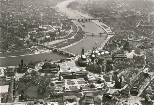 Dresden Luftbild von Oben, Altstadt und Neustadt g1945/1981