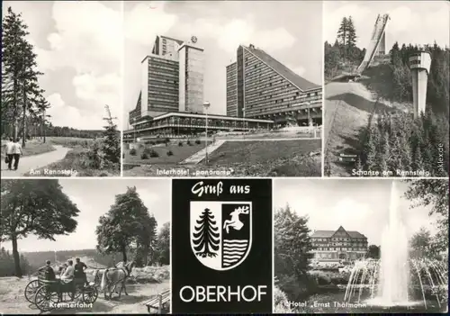 Oberhof (Thüringen) Am Rennsteig, Interhotel Panorama, Schanze Rennsteig  1973