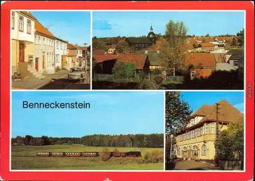 Benneckenstein Bergstraße, Teilansicht, Harzquerbahn bei    Rathaus g1988