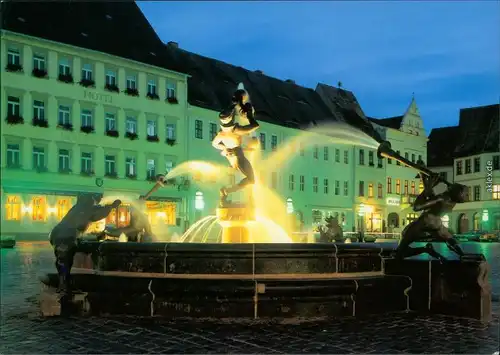 Ansichtskarte Torgau Marktbrunnenn Musikkanten und Narren 1995