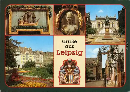 Leipzig Detail in der Fleischergasse, Medaillon am Goethedenkmal, 1995