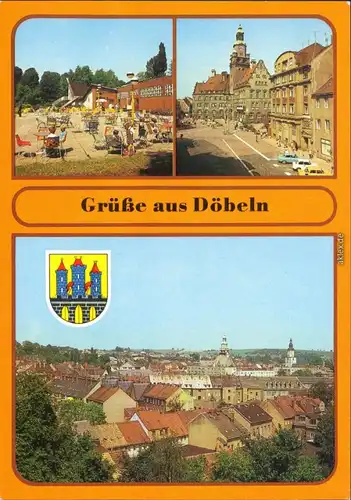 Ansichtskarte Döbeln Bürgergarten, Rathaus, Panorama-Ansicht 1986