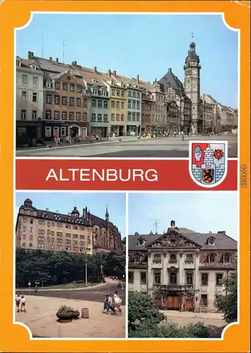 Ansichtskarte Altenburg Rathaus, Schloß, Seckendorffsches palais 1986