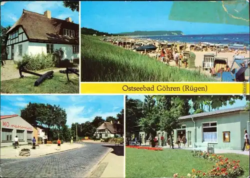 Göhren (Rügen) Mönchguter Heimatmuseum, Strand Strandkörben, HO-Kaufhalle g1977