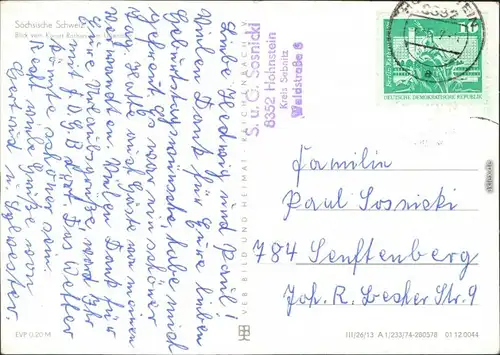 Ansichtskarte Porschdorf-Bad Schandau Lilienstein 1974