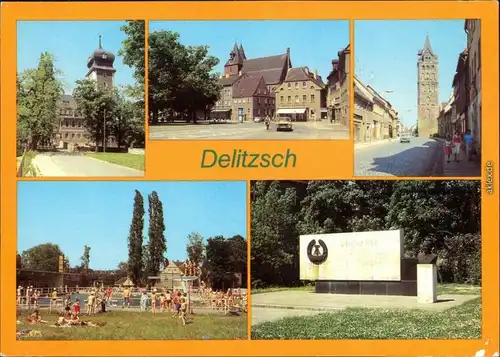 Delitzsch Schloss, jetzt Kreismuseum  Markt, Breite Straße, Freibad,   1981