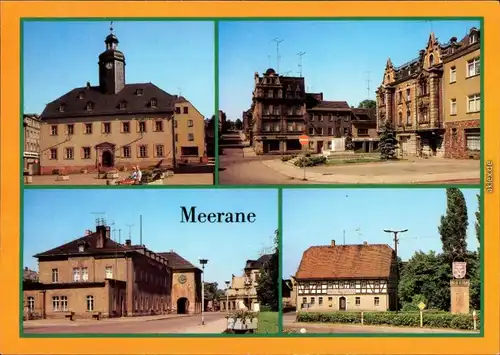 Meerane Rathaus, Ernst-Thälmann-Platz, Bahnhof, Gasthof Schwanefeld 1984
