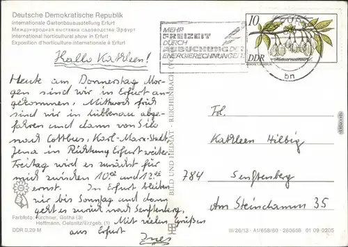 Ansichtskarte Erfurt Internationale Gartenbauausstellung der DDR (IGA) 1980