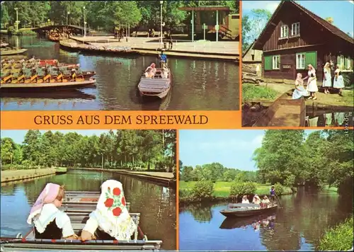 Lübbenau Spreewald Trachten Spreewaldkähnen g1980