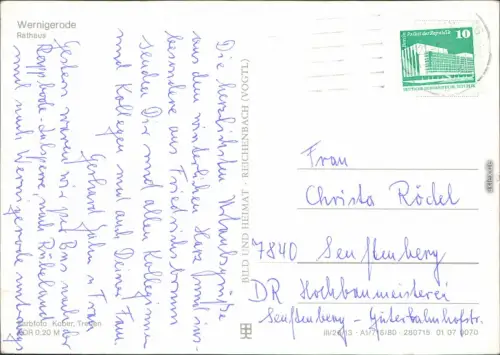 Ansichtskarte Wernigerode Rathaus 1980