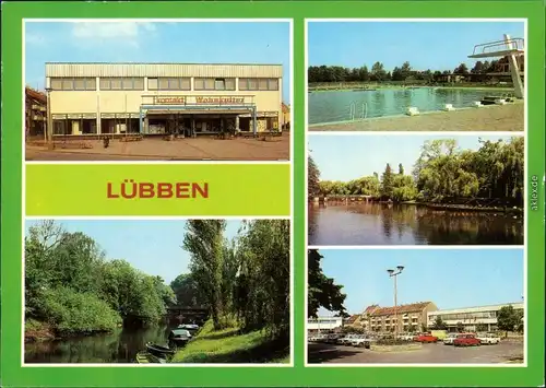 Lübben (Spreewald) Konsum-Kontaktkaufhaus HO-Gaststätte "Strandcafé" markt 1984