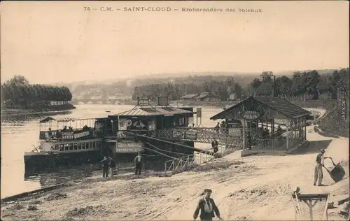 Ansichtskarte Saint-Cloud Embarcadère des bateaux/Dampferanlegestelle 1918