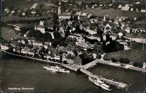 Ansichtskarte Meersburg Luftbild - Dampferanlegestelle 1956
