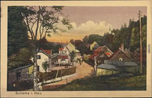 Ansichtskarte Schierke Dorfstraße mit Kirche 1926