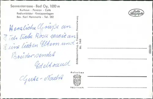 Ansichtskarte Oy-Mittelberg Kurhaus 1972