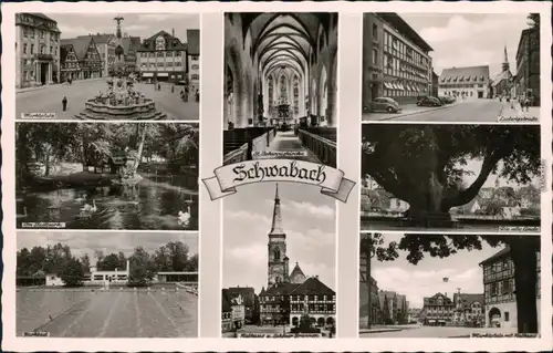 Schwabach Marktplatz, St. Johanniskirche  Ludwigstraße, Freibad uvm. 1958
