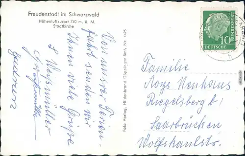 Ansichtskarte Freudenstadt Evangelische Stadtkirche 1965