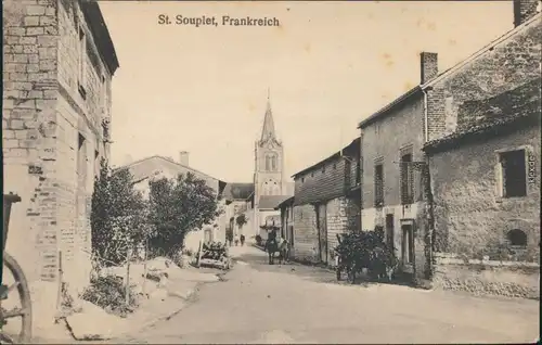 Ansichtskarte Saint-Souplet Straßenpartie 1917 Silberrand