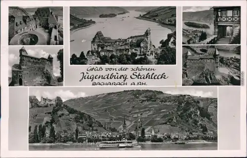 Ansichtskarte Bacharach Mehrbild: Burg, Stadt und Umland 1932 