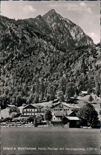 Ansichtskarte Urfeld-Kochel am See Hotel Fischer mit Herzogstand 1958 